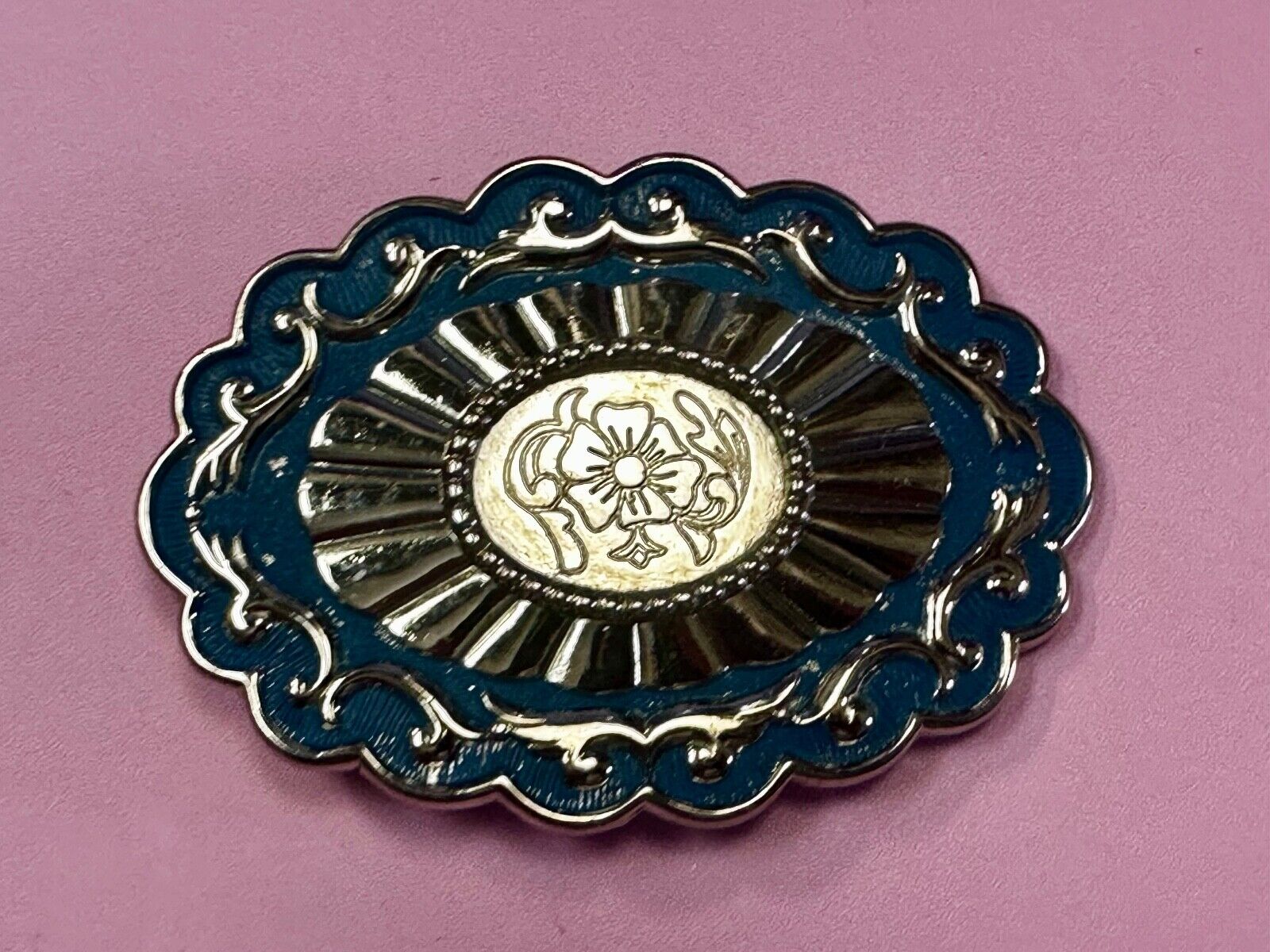 22 x 30 mm Silver & Blue Blank Belt Buckle TO GLUE Your Cabochon Gem Stone