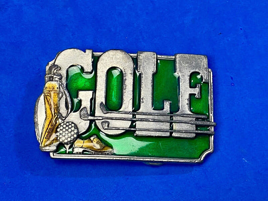 Vintage 1985 GOLF K-30 Lovers 3 D Metal Belt Buckle by Siskiyou perfect gift! 