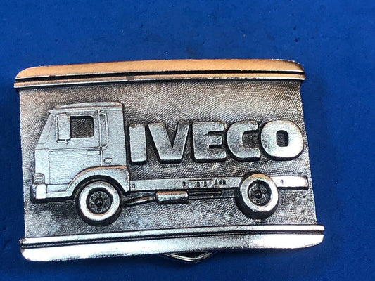 Vintage 1984 Limited Edition IVECO Flat bed trucking roll container belt buckle 