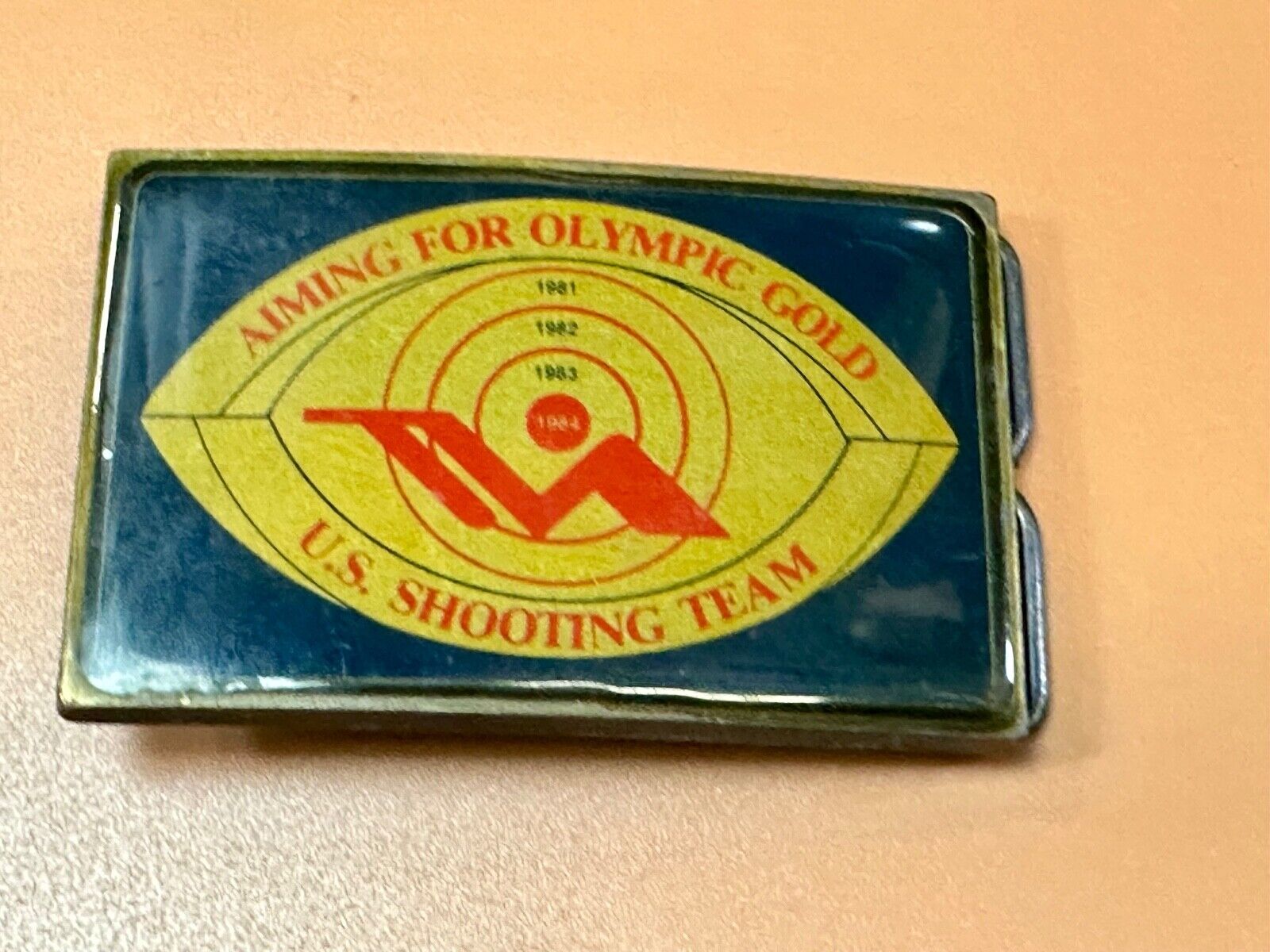 Aiming for Olympic Gold US shooting team 1984 belt buckle
