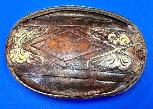 Vintage Cow Hyde Hand finished oval leather belt buckle