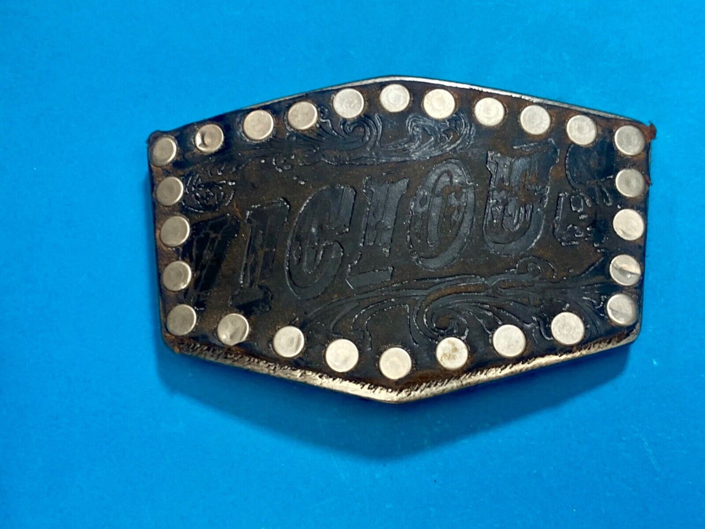 VICIOUS - statement  -Sid Studded brown faux? Leather belt buckle