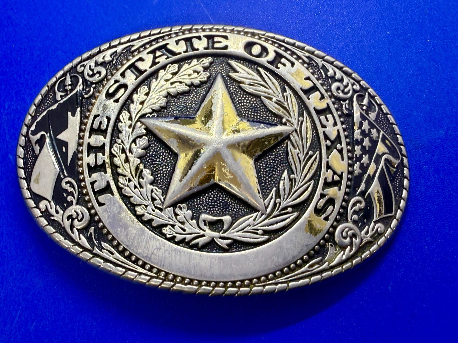 The Great State Of Texas Lone Star Vintage Commemorative Belt Buckle W USA