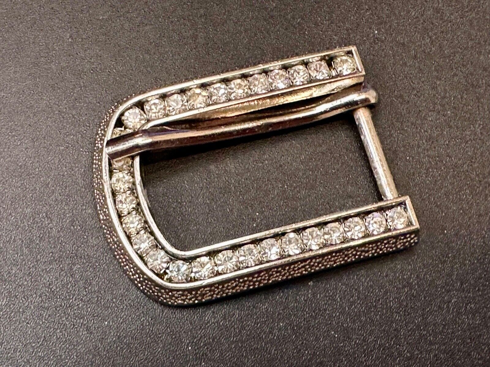 2" wide silver tone Rhinestone accented replacement belt buckle