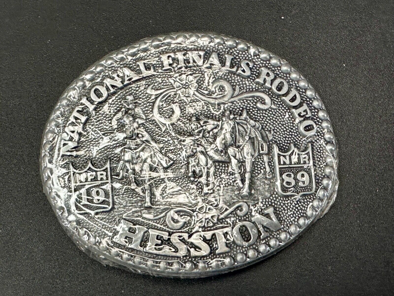 1989 NFR Rodeo Vintage Hesston Belt Buckle Steer Wrestling  New Nos