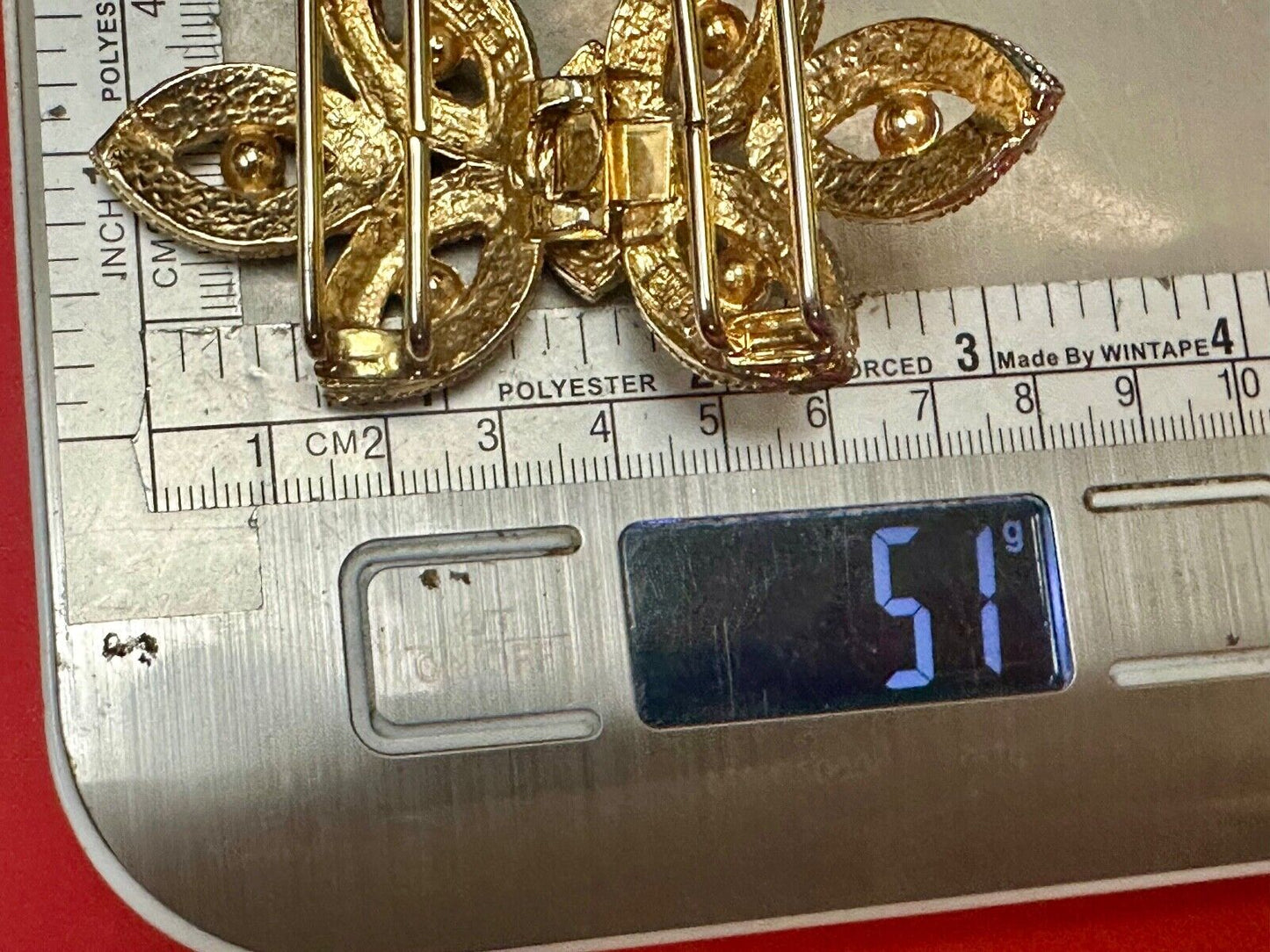 Vintage Abstract Flower pattern Two piece Interlocking gold tone 80s belt buckle