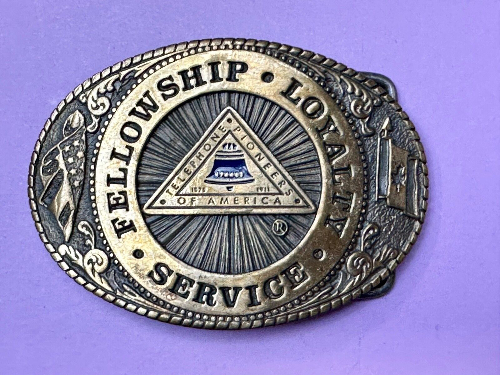 Telephone Pioneers of America TL&B Belt Buckle Fellowship Loyalty Service