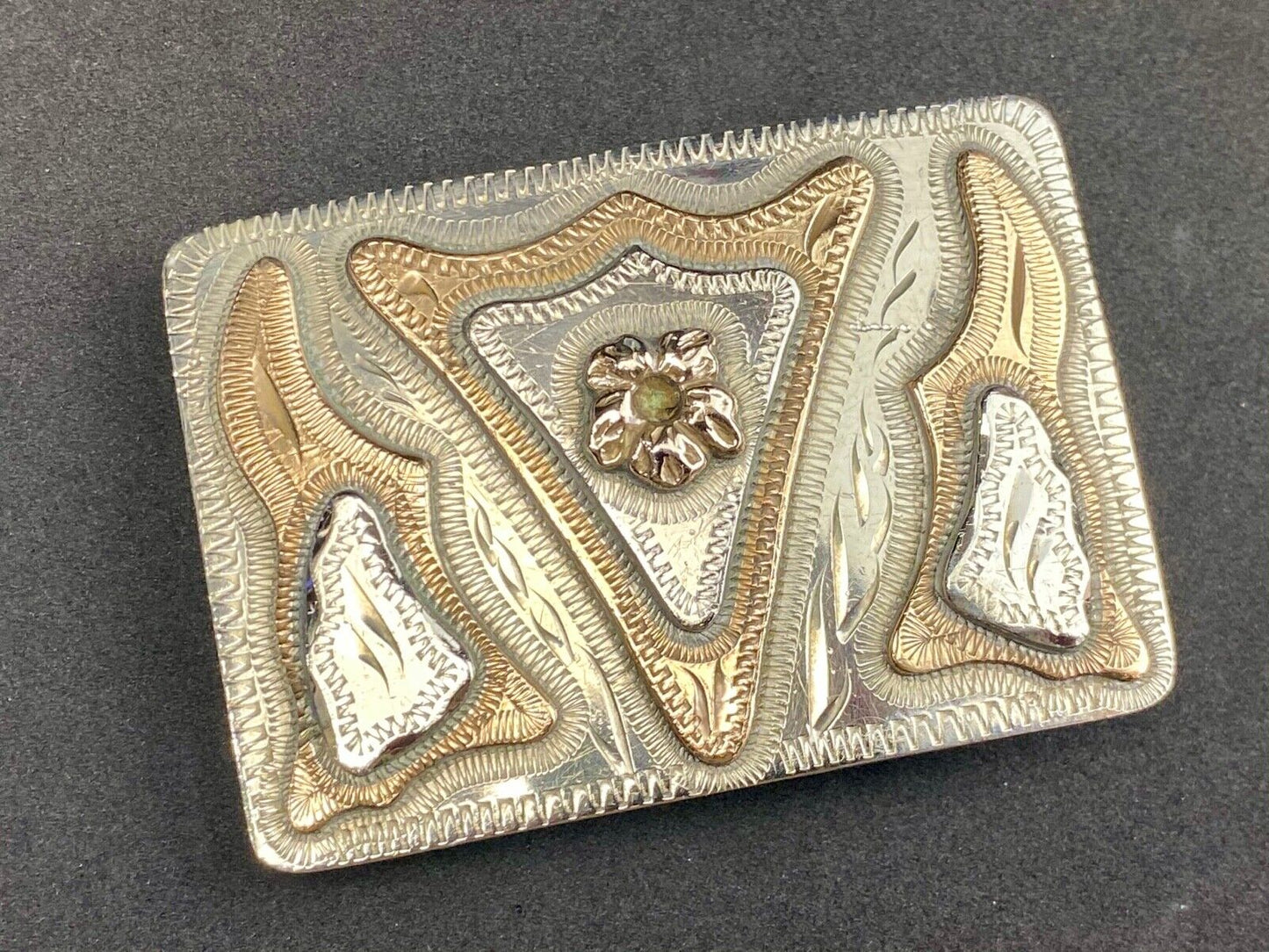 Unique Arrow Shaped Triangle quality mixed metal vintage belt buckle 