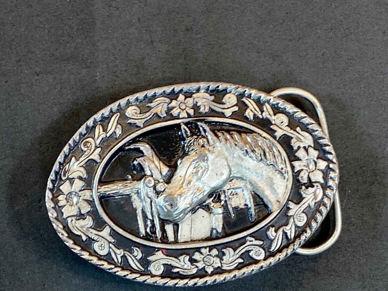Vintage 1980'S Sw-1 Siskiyou Belt Buckle - Tribute To The Horse 