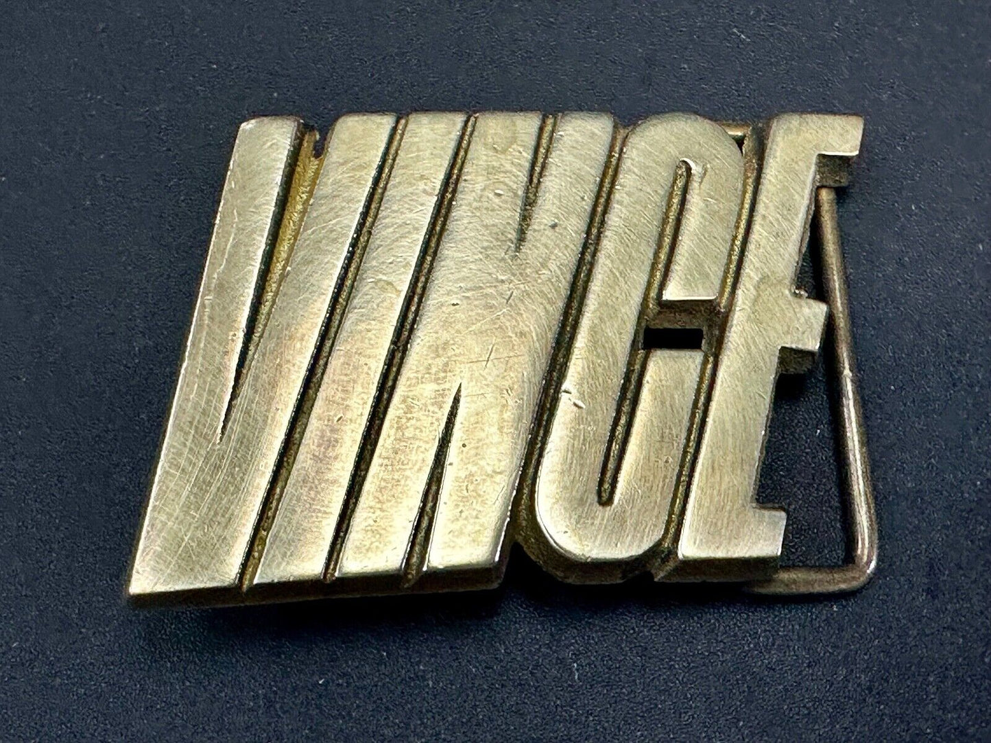 VINCE  custom name cutout block letter solid brass belt buckle by Baron Buckles