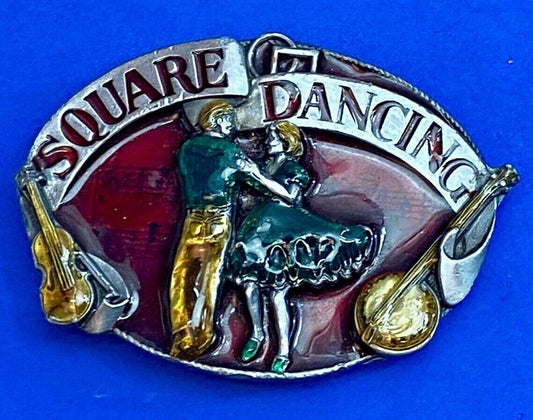 Vintage 1980'S Romantic Couple Square Dancing Music Belt Buckle By Siskiyou 
