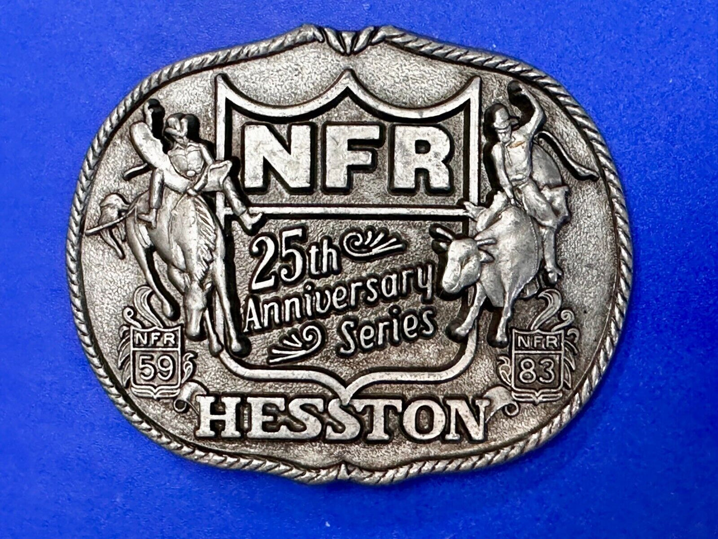 25th Anniversary  NFR Hesston National Finals Rodeo Cowboy Belt Buckle