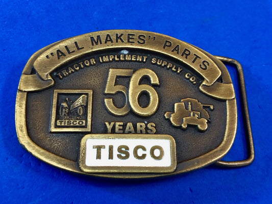 TISCO -   56 years tractor farming parts supply store advertising belt buckle 