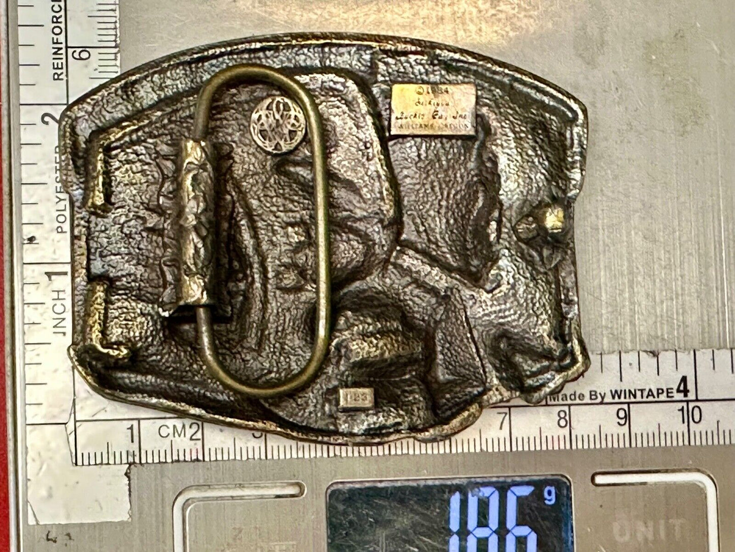 Alaska Gold Rush Mining Panning gold tone Vintage 1984 Siskiyou Belt Buckle