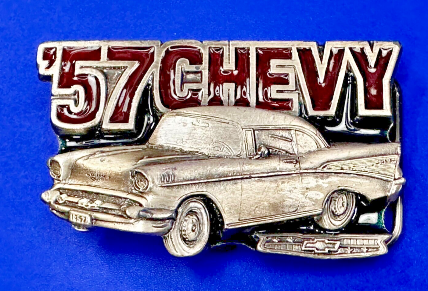 1957 Chevy Bel Air Belt Cutout Vtg 1989 Car Collector Belt Buckle Great American