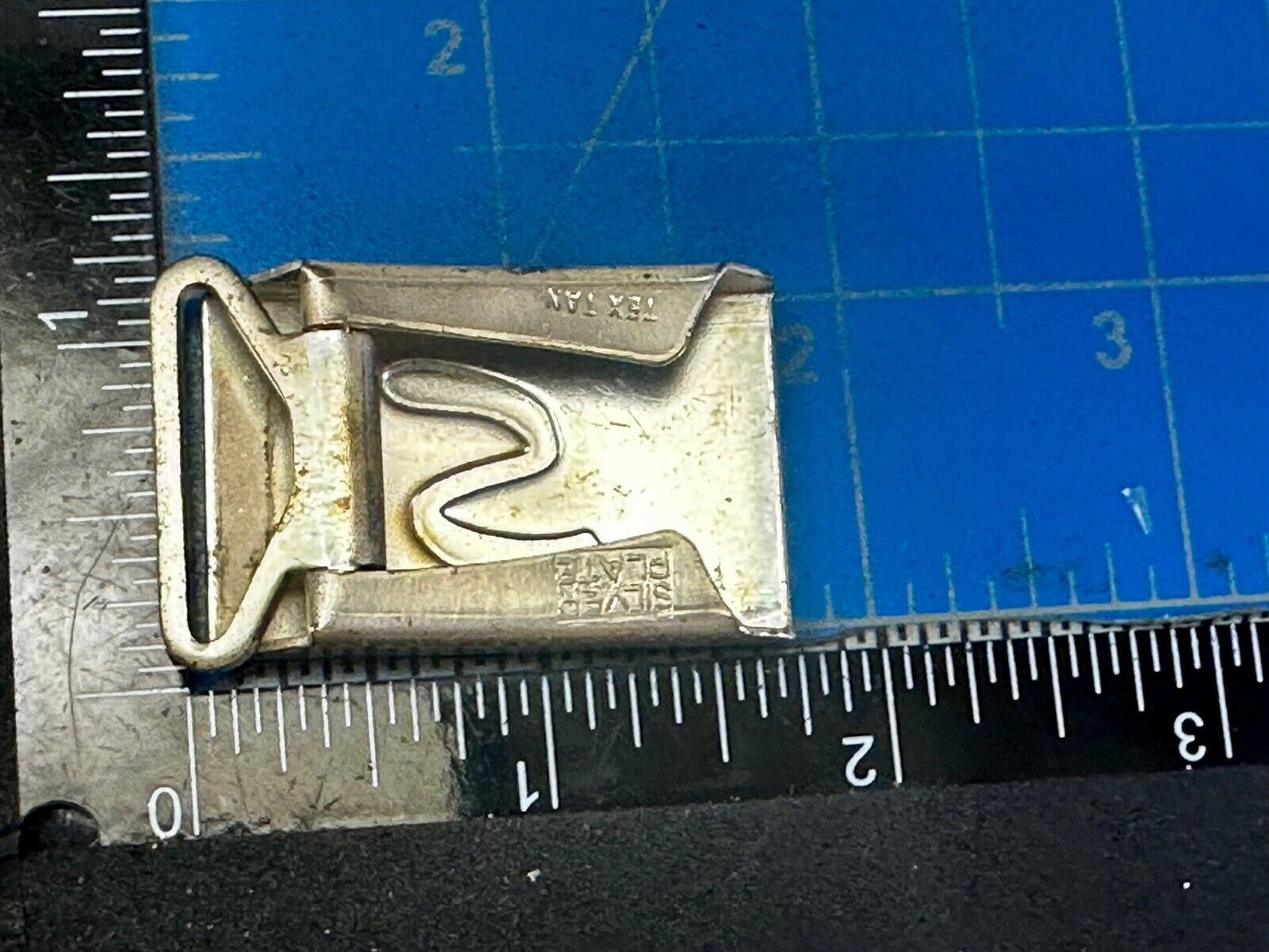 Vintage Letter S Initial Monogram Silver Plate Art Deco Belt Buckle by Tex Tan