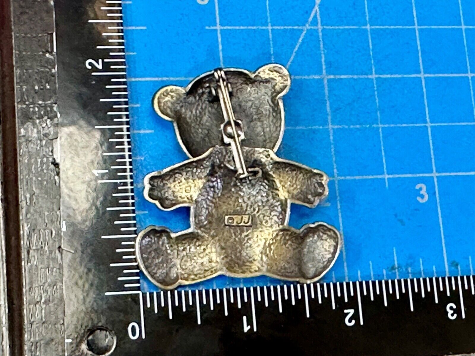 Vintage JJ Jonette Silver Tone Articulated Head Teddy Bear