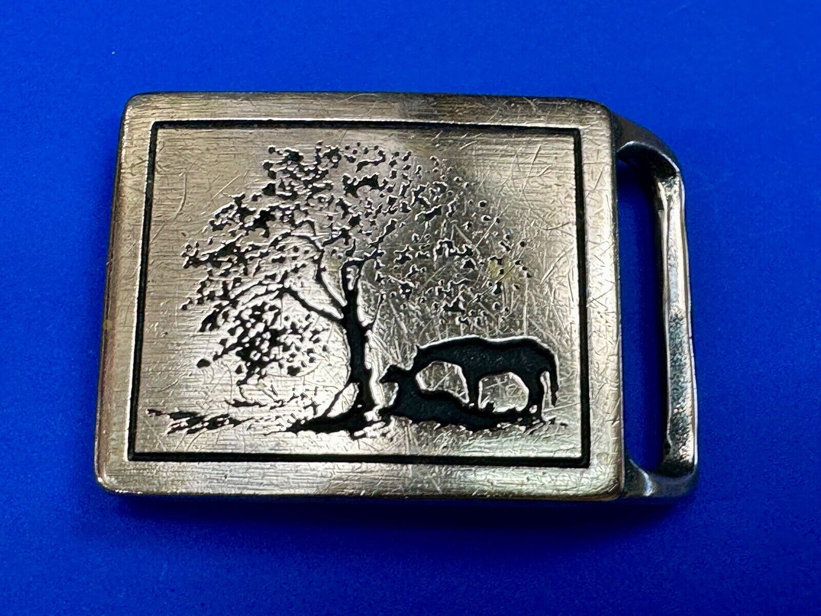 TWO HORSES TECH-ETHER GUILD Vintage art Horse lovers belt buckle
