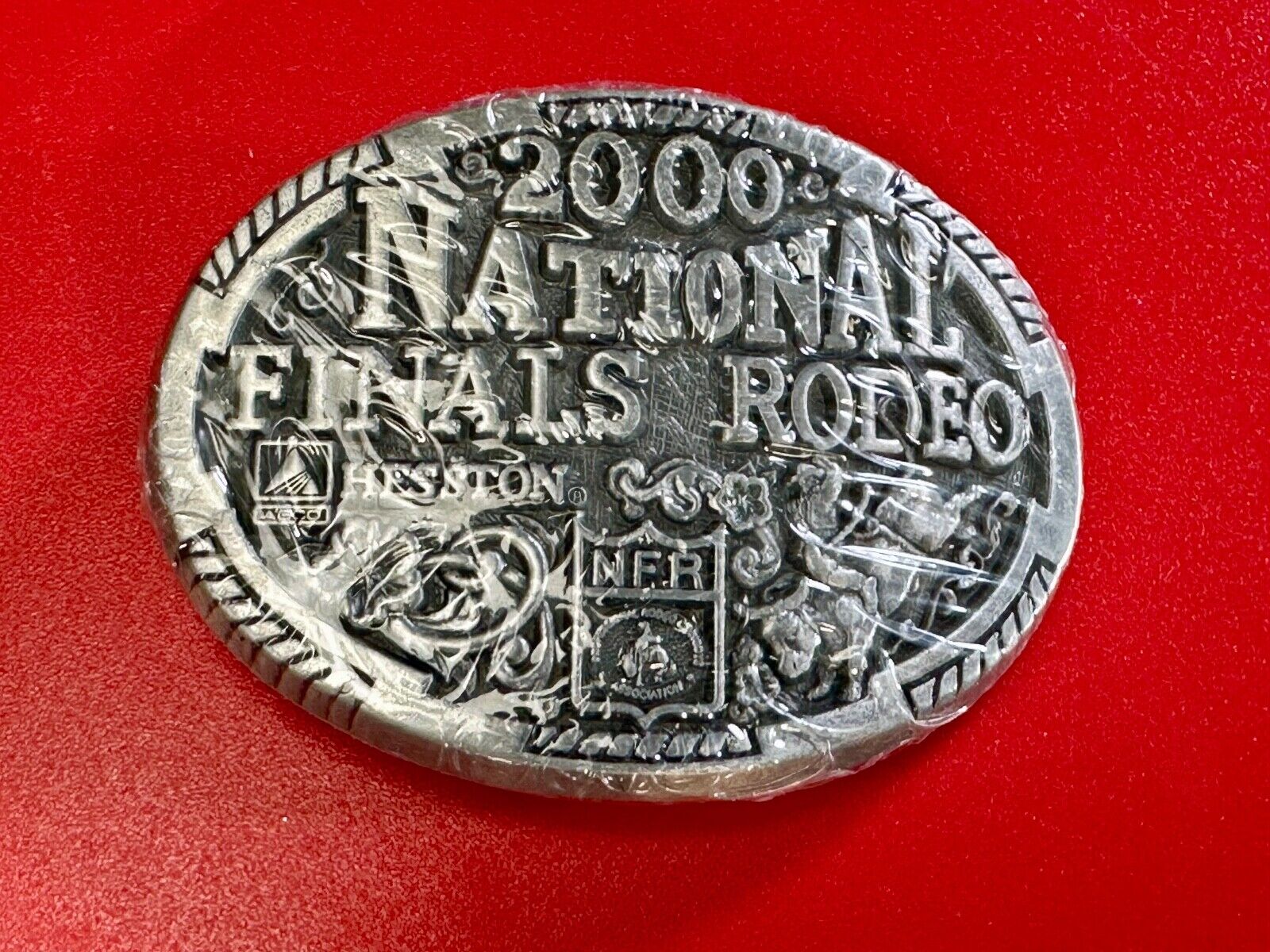2000 Youth Sized Hesston National Finals Rodeo Bull Riding Cowboys belt buckle 