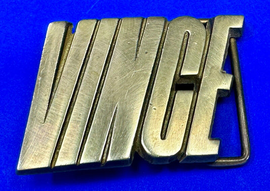 VINCE  custom name cutout block letter solid brass belt buckle by Baron Buckles