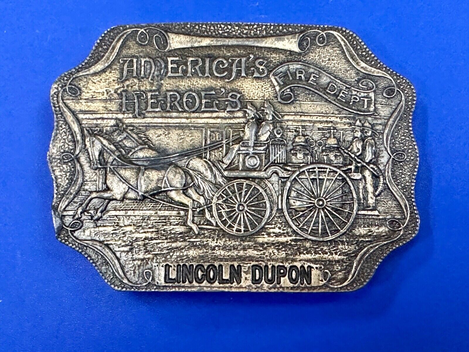 America’s Heroes FIRE DEPARTMENT Lincoln Dupon Vintage belt buckle - Buckle Co