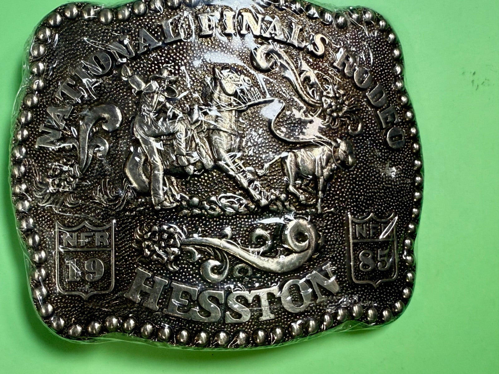 1985 Hesston NFR National Finals Rodeo Calf Roping NOS Collectors Belt Buckle