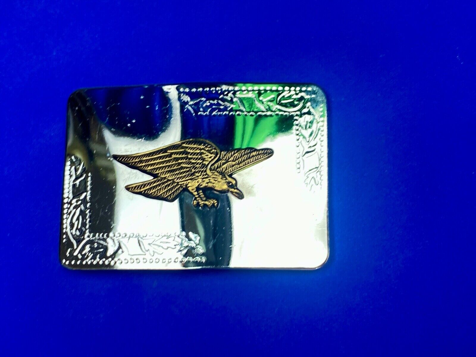 Vintage Hunting Diving Flying Eagle - Two Tone Mirrored Rectangular Belt Buckle