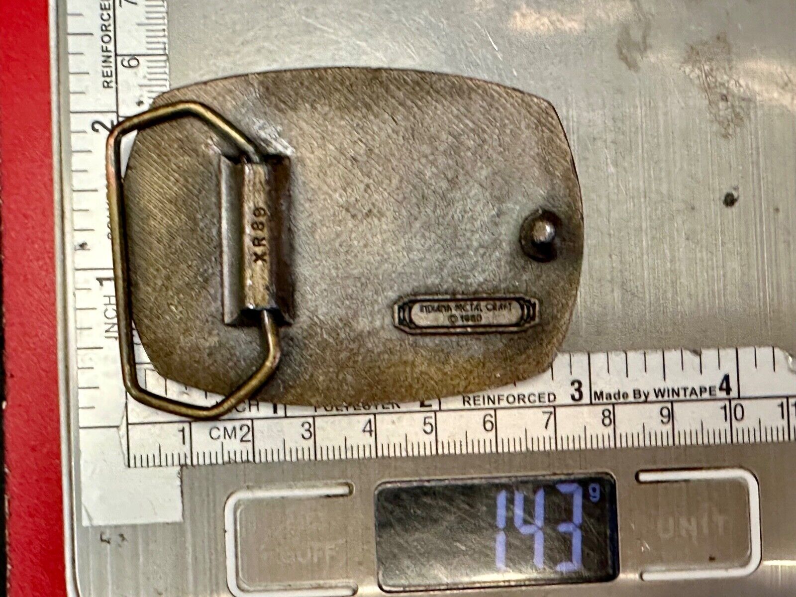United States Navy Vintage Military 1980 Indiana Metal Craft belt buckle KR-89