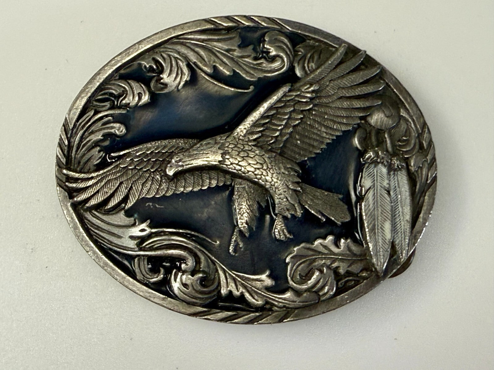 American Indian Flying Eagle Native Feather VTG 1995 Siskiyou Belt Buckle A-2