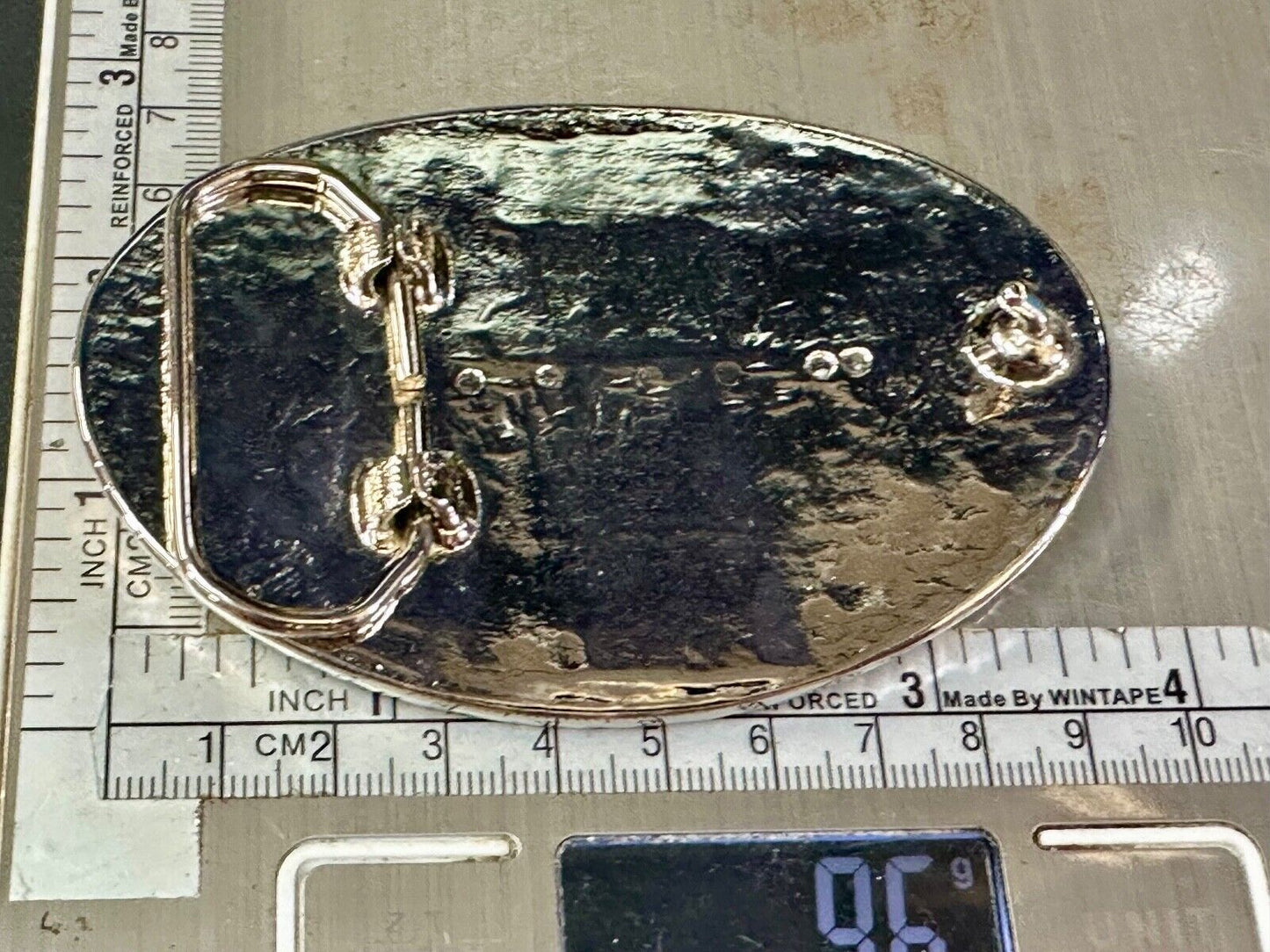 4" wide western silver tone NOS belt buckle your craft project or to wear!