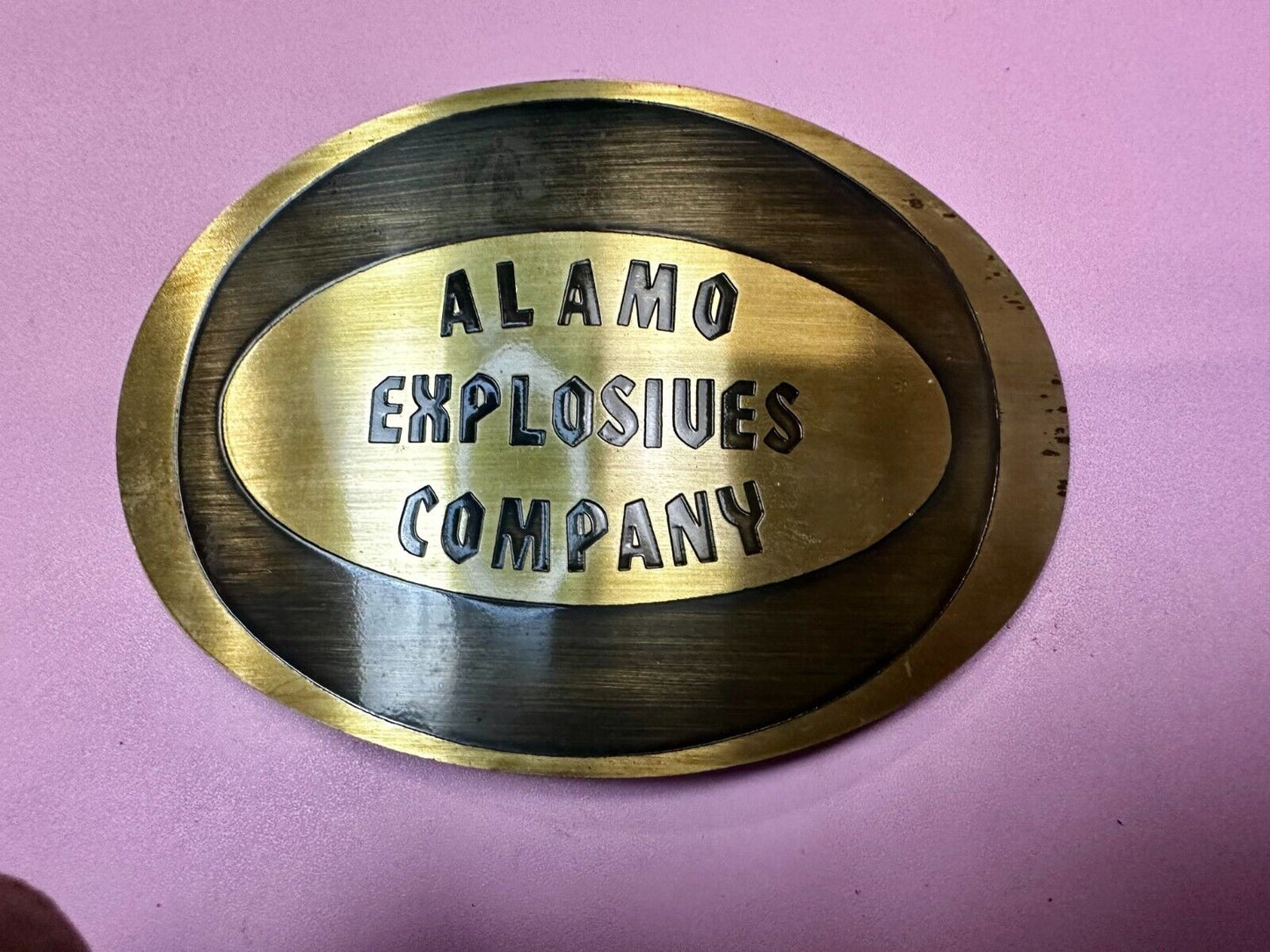 Alamo Texas Explosives Company Mine Company Belt Buckle - Metal Arts O.K.C