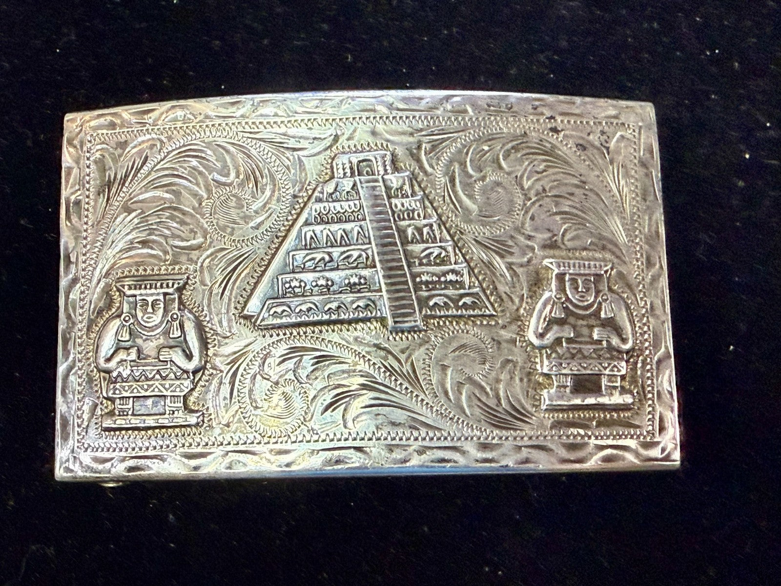 Aztec Mayan Pyramid 925 Silver Belt Buckle Artesani Plata De Jalisco Mexico