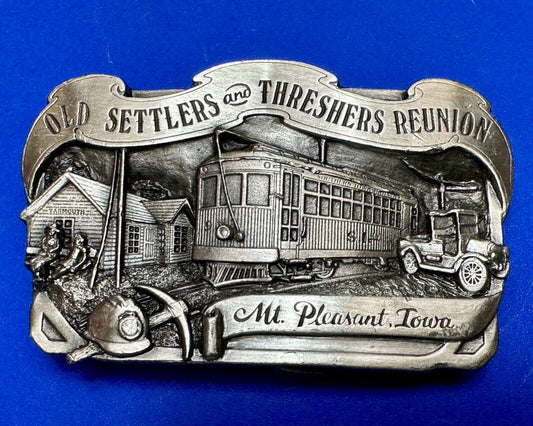 1984 Old Settlers and Threshers Reunion Midwest Belt Buckle Mt Pleasant Iowa