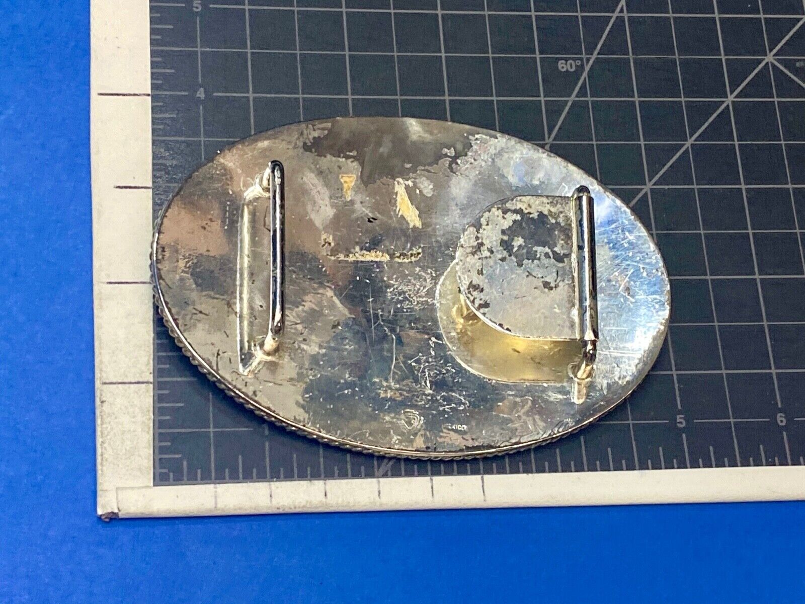  5" Silver royal western Trophy? style belt buckle Mexico  see unknown hallmark!