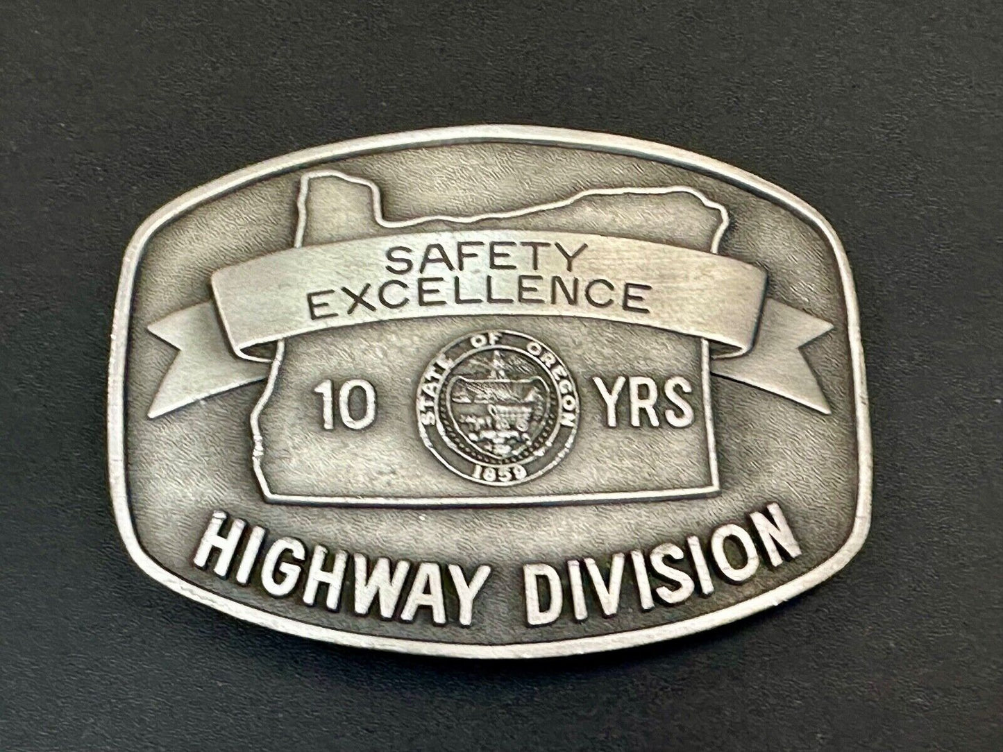 10 years safety-  excellence award Transportation Co Drivers Pewter belt buckle