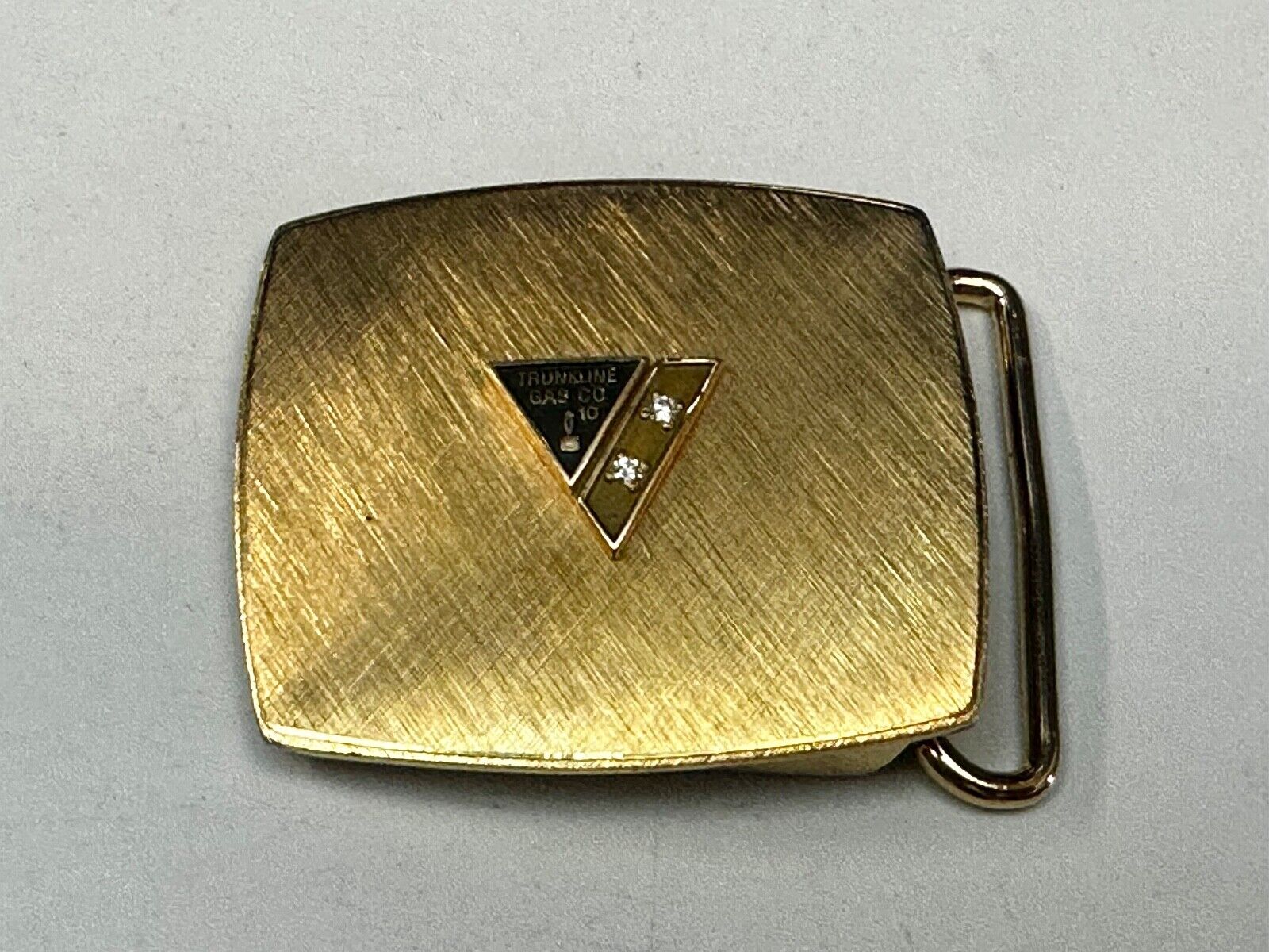 Trunkline Gas Company 10 Year Award Vtg. diamonds & gold centerpiece Belt Buckle