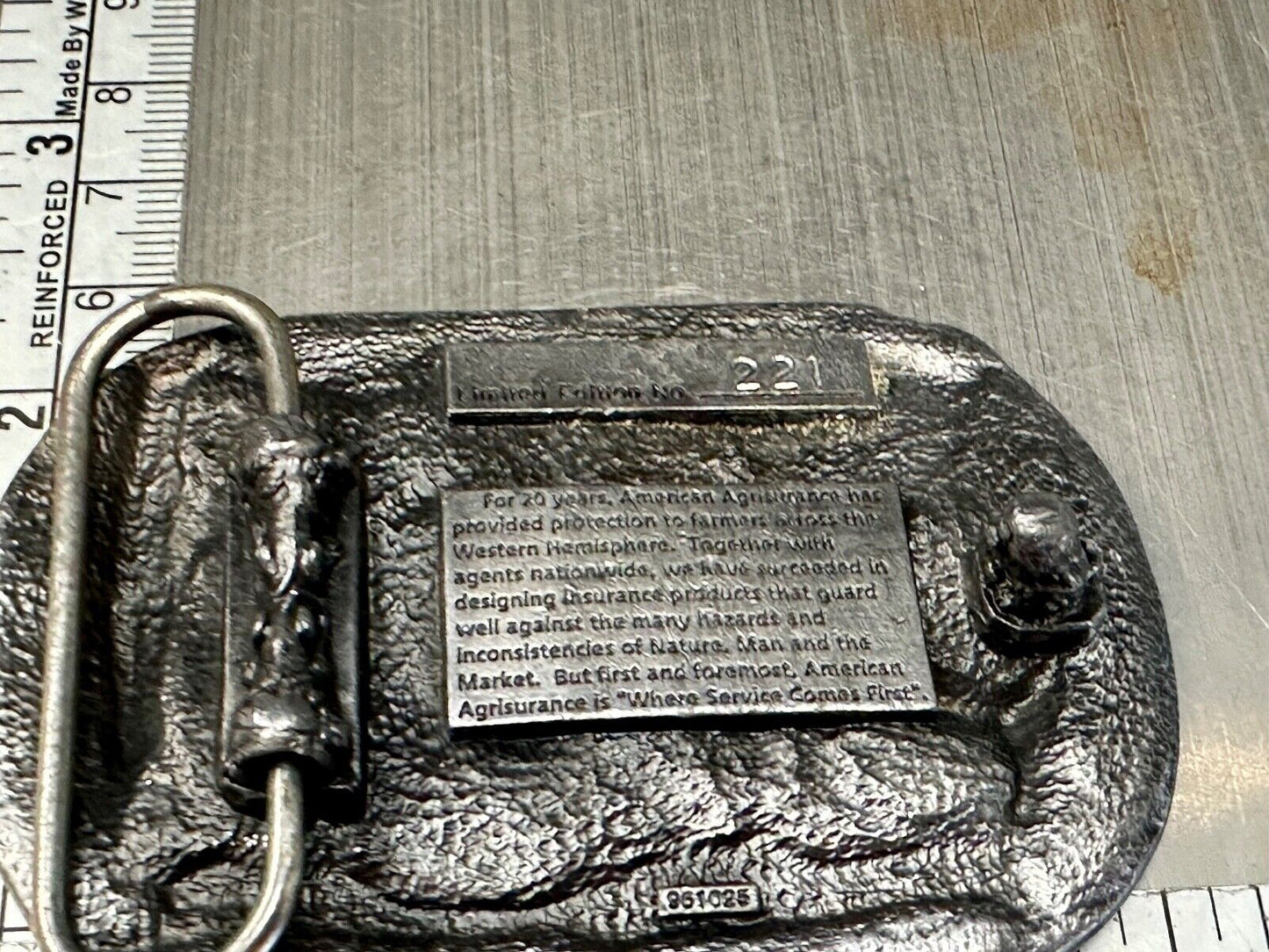 American Agrisurance Inc Farmers Insurance company 20 year 1976 96 belt buckle