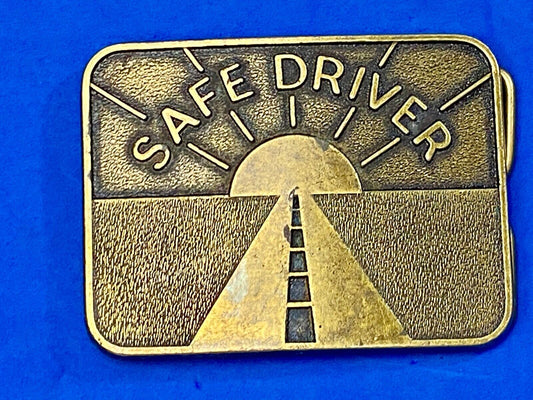 Vintage 1985 Safe Driver semi truck award belt buckle by JJ Keller & Associates
