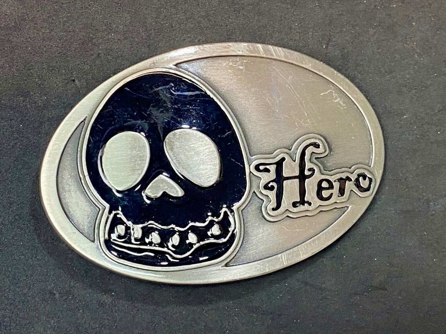 Black & Silver color HERO skull biker punk belt buckle 
