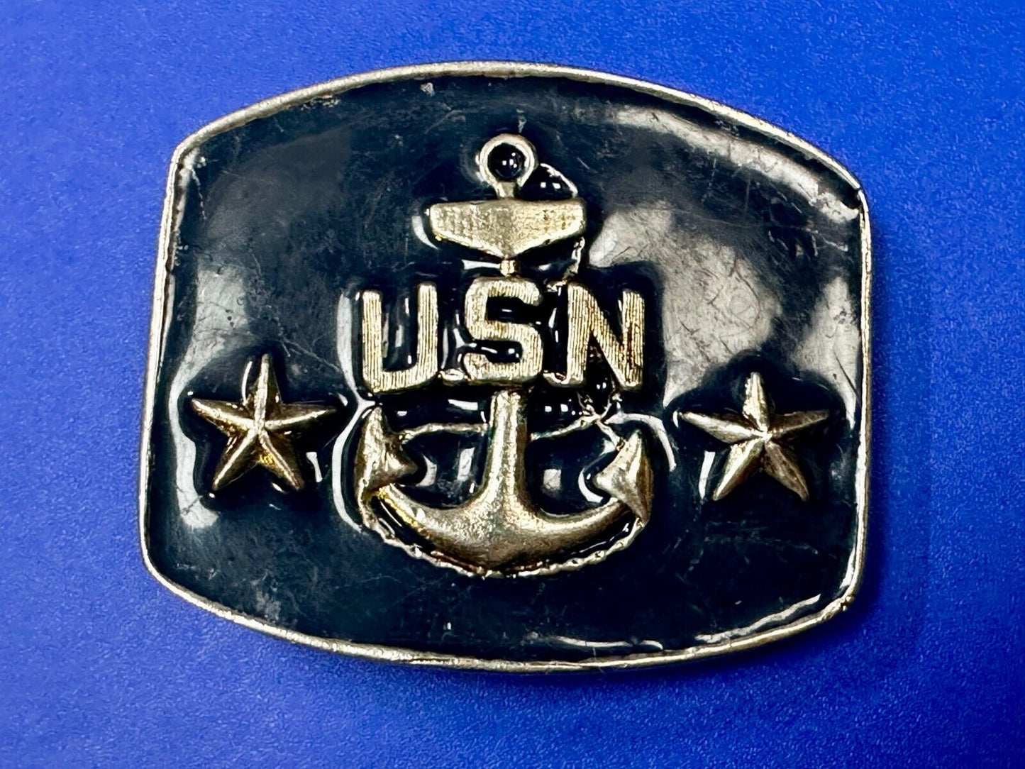 USN United States Navy Anchor Naval Military Forces Two Stars Belt Buckle