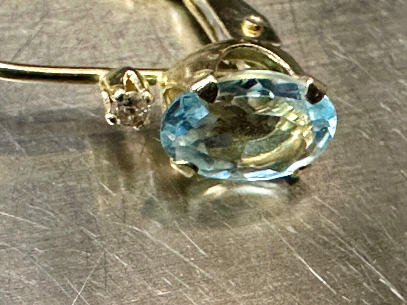 Vintage 14K Gold Ice Blue Topaz Earrings