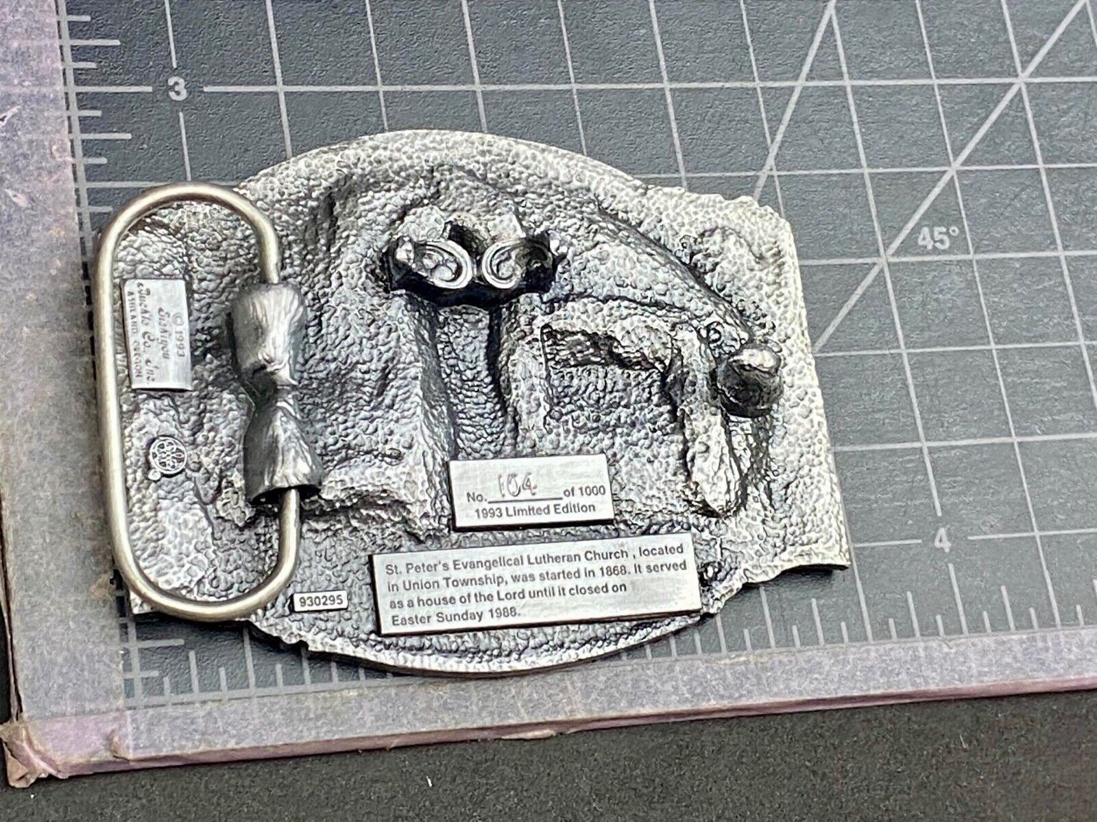 1993 Founder’s Days Caledonia MN belt buckle union township Lutheran church 
