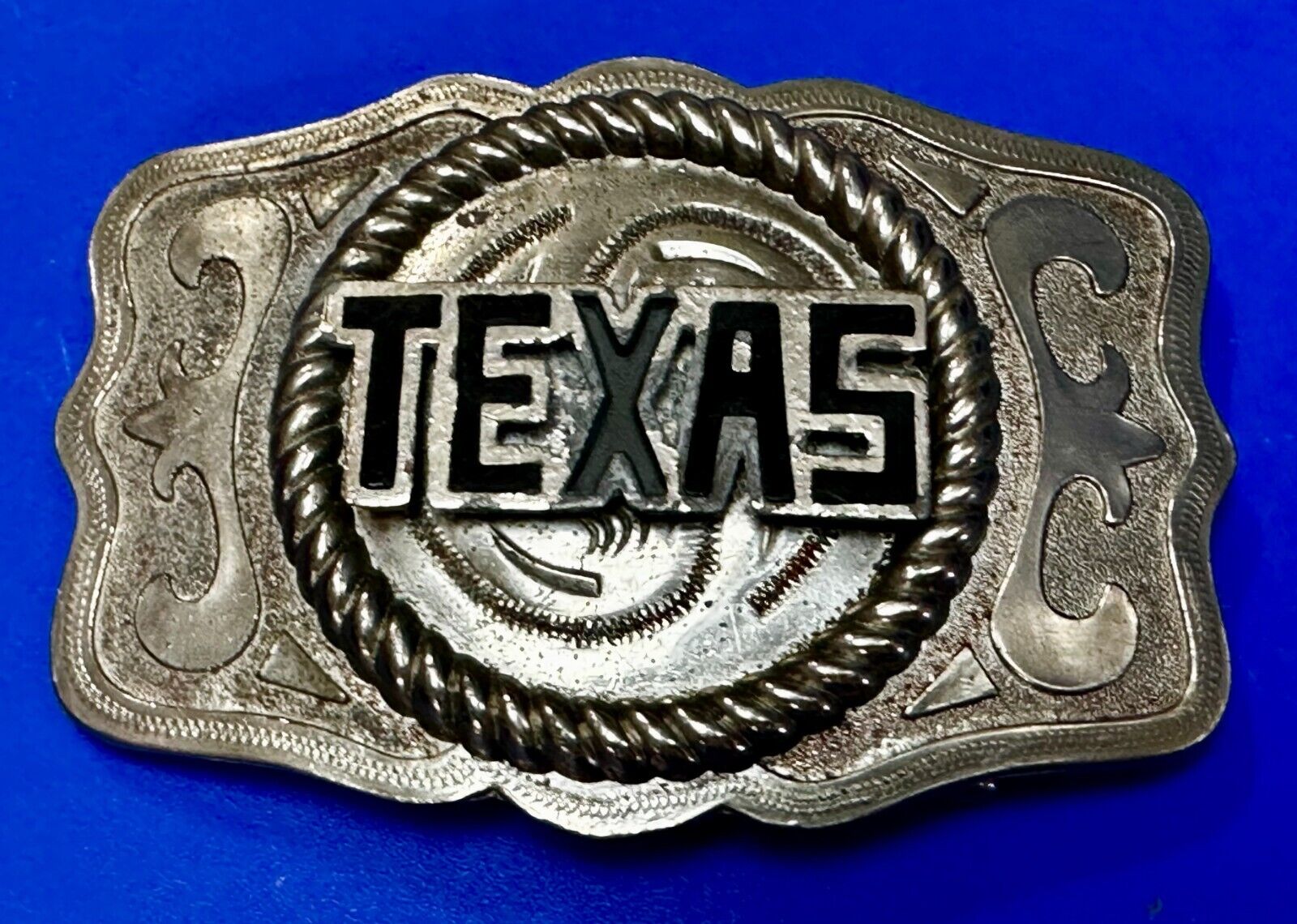 Texas State - Large Centerpiece Ornate Silver Tone Vintage Belt Buckle