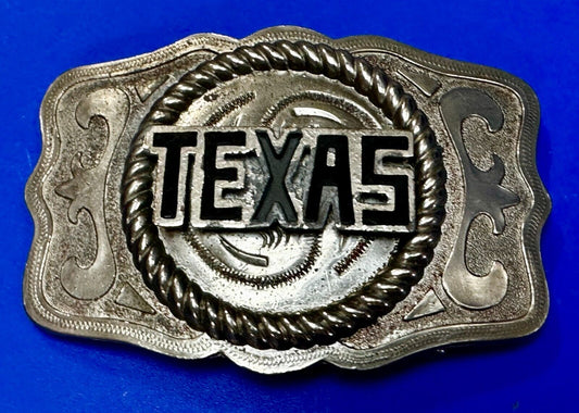Texas State - Large Centerpiece Ornate Silver Tone Vintage Belt Buckle