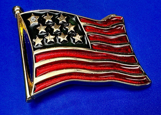 American Flag USA Stars and Stripe Enameled Patriotic United States Belt Buckle