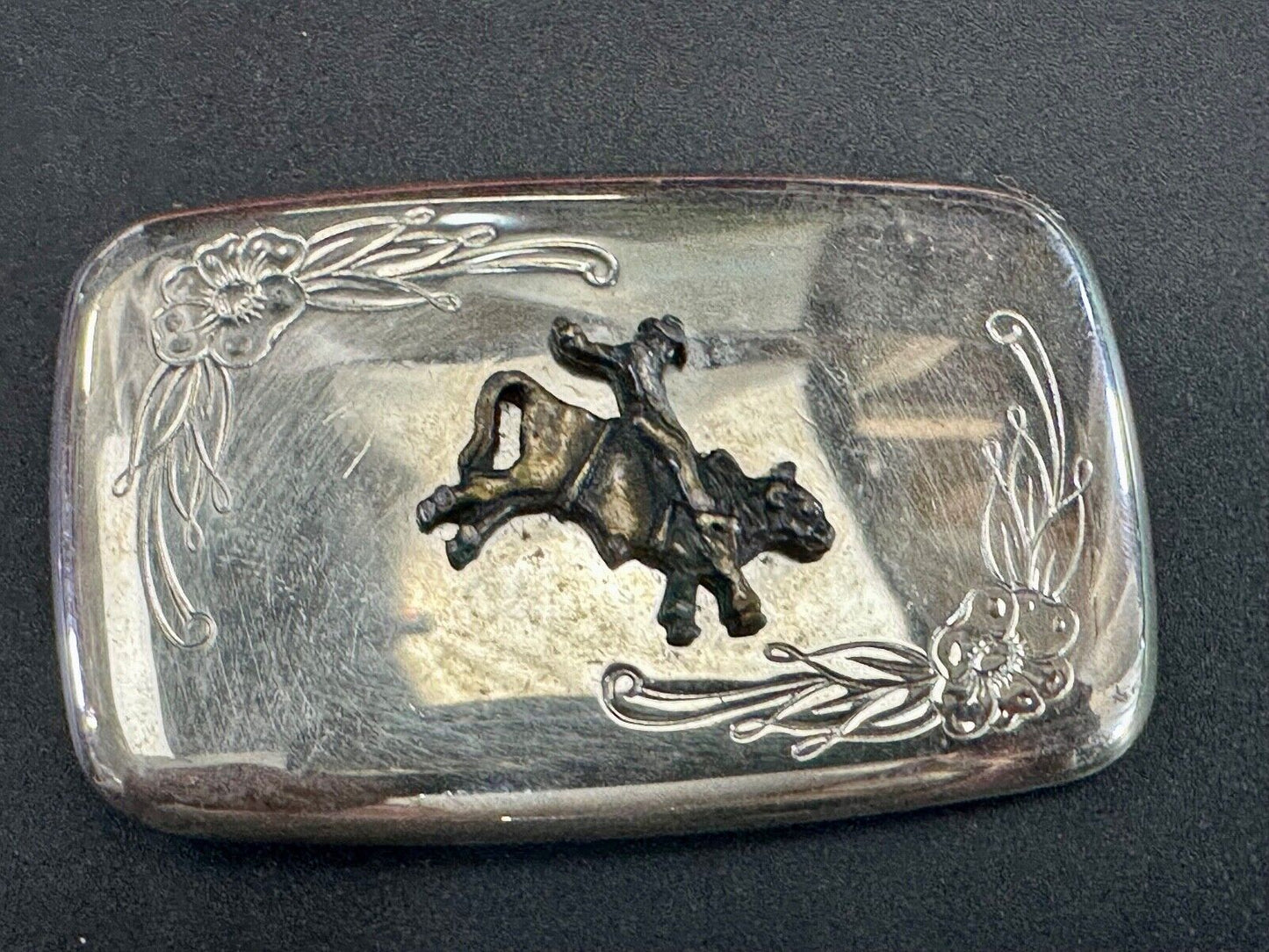 USA made Cowboy Saddle Bronc Western two tone belt buckle