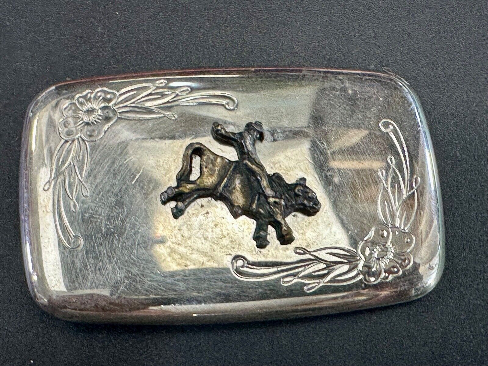 USA made Cowboy Saddle Bronc Western two tone belt buckle