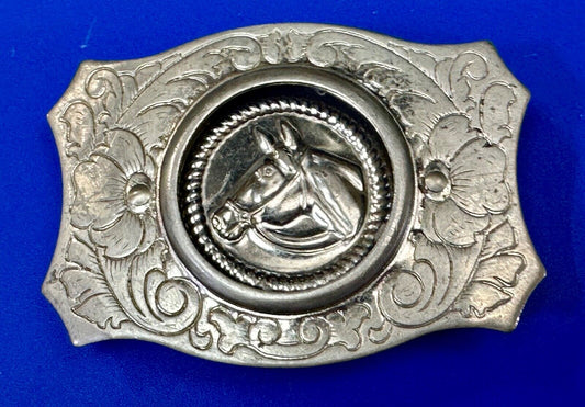 vintage Horse head - Moving Round Blank Coin Style Centerpiece belt buckle
