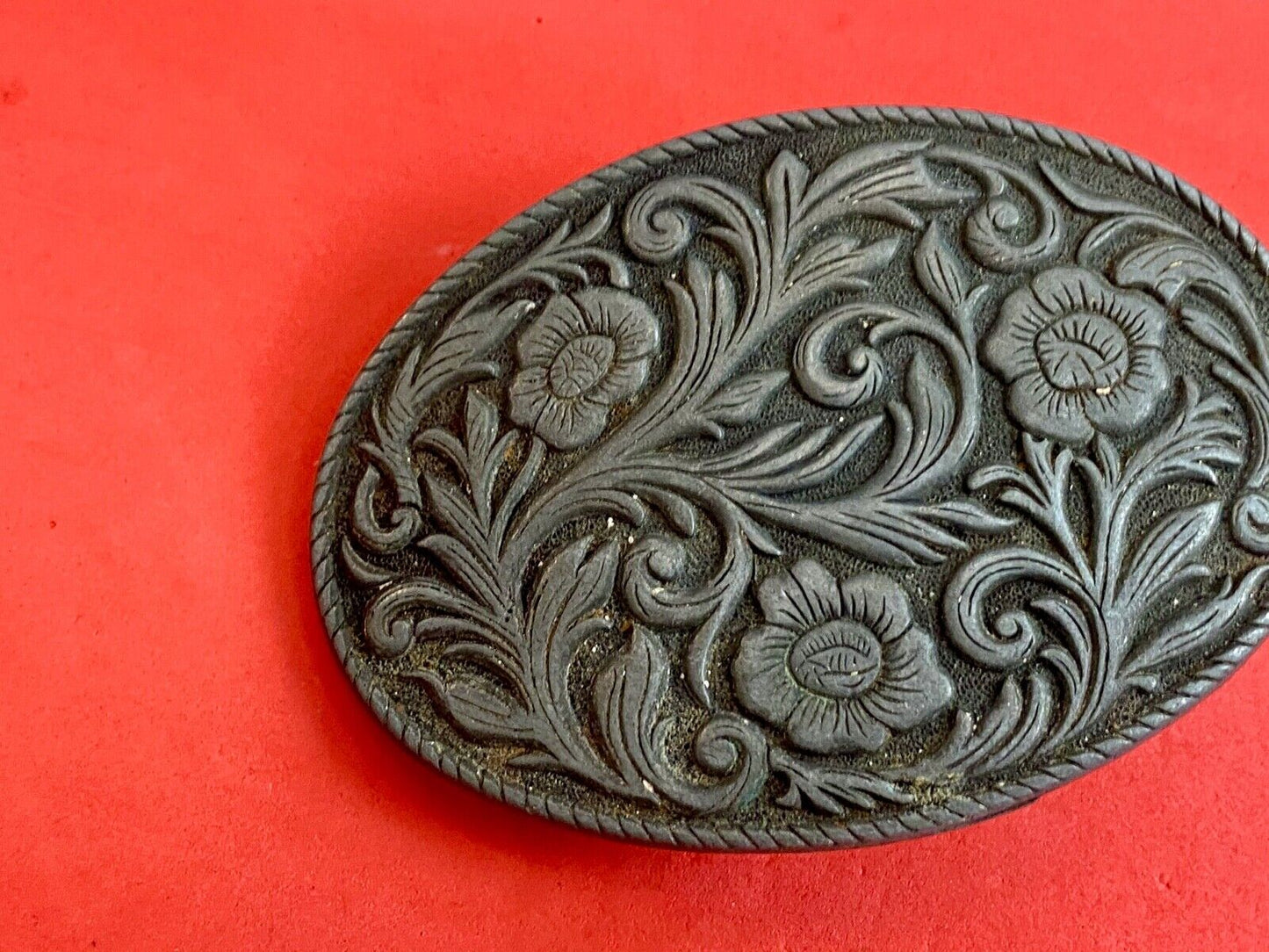 4" WIDE WESTERN COWBOY DRESS FLOWER SWIRL BELT BUCKLE 