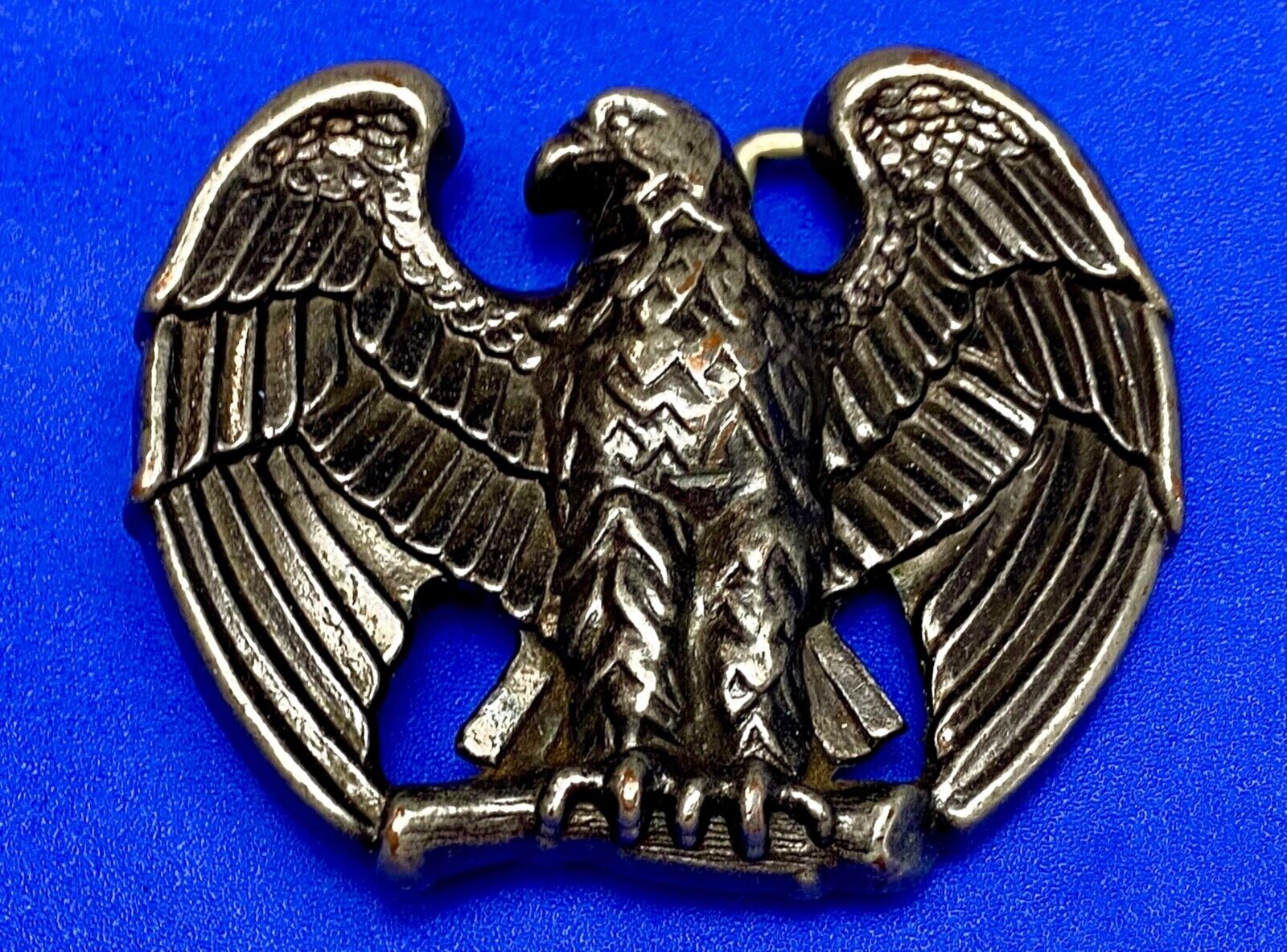Vintage Avon 70s Patriotic American Eagle cutout shaped Silver Tone belt buckle